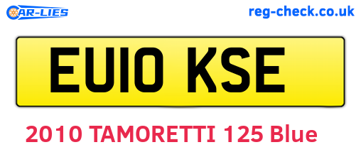 EU10KSE are the vehicle registration plates.