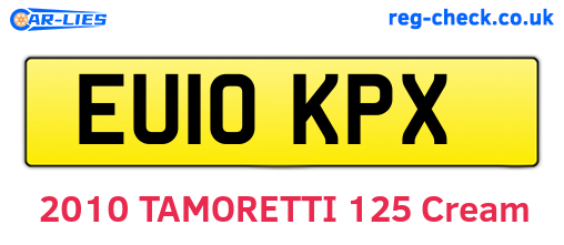EU10KPX are the vehicle registration plates.