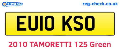 EU10KSO are the vehicle registration plates.