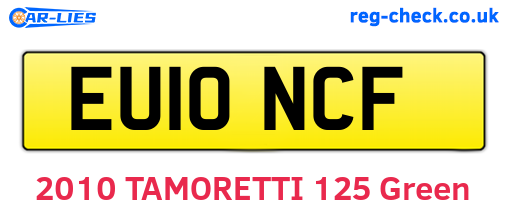 EU10NCF are the vehicle registration plates.