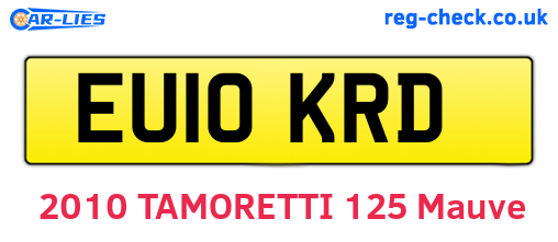 EU10KRD are the vehicle registration plates.