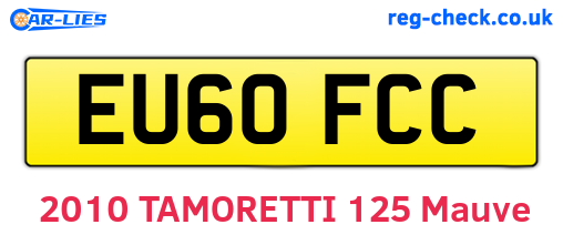 EU60FCC are the vehicle registration plates.