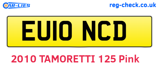 EU10NCD are the vehicle registration plates.