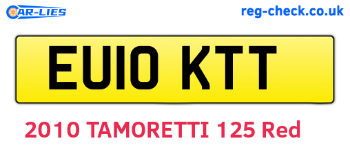 EU10KTT are the vehicle registration plates.