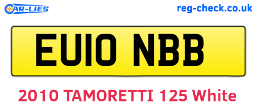 EU10NBB are the vehicle registration plates.