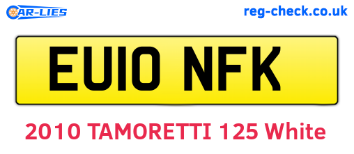 EU10NFK are the vehicle registration plates.