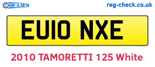 EU10NXE are the vehicle registration plates.