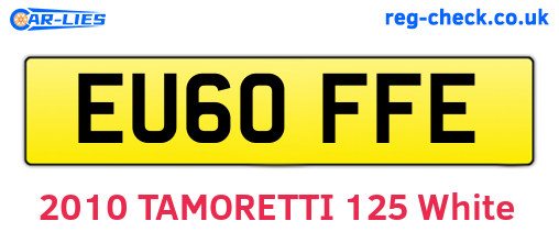 EU60FFE are the vehicle registration plates.