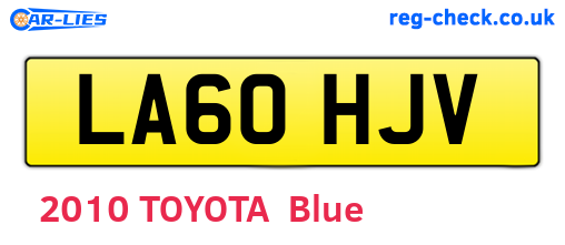 LA60HJV are the vehicle registration plates.