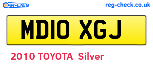MD10XGJ are the vehicle registration plates.
