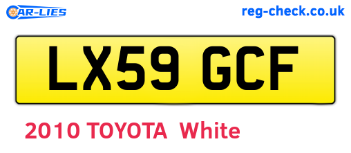 LX59GCF are the vehicle registration plates.