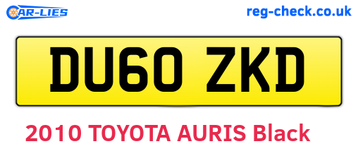 DU60ZKD are the vehicle registration plates.