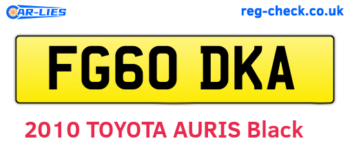 FG60DKA are the vehicle registration plates.