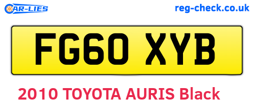 FG60XYB are the vehicle registration plates.