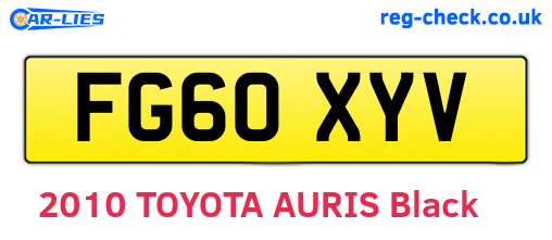FG60XYV are the vehicle registration plates.