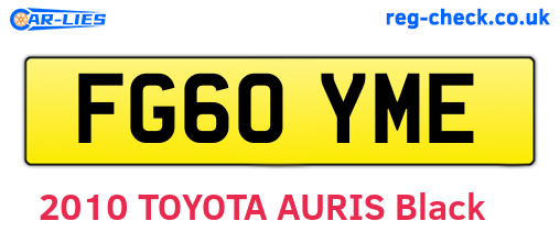 FG60YME are the vehicle registration plates.