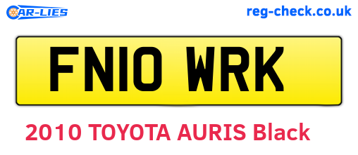 FN10WRK are the vehicle registration plates.