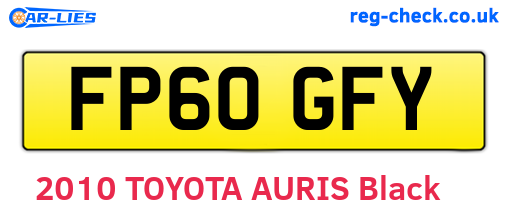 FP60GFY are the vehicle registration plates.