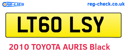 LT60LSY are the vehicle registration plates.