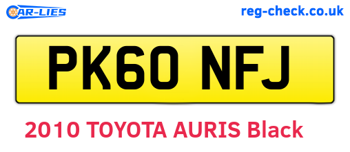 PK60NFJ are the vehicle registration plates.