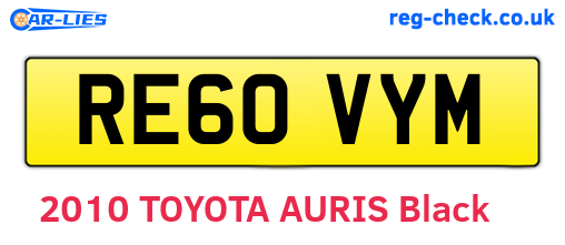 RE60VYM are the vehicle registration plates.