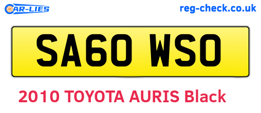 SA60WSO are the vehicle registration plates.