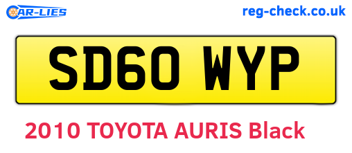 SD60WYP are the vehicle registration plates.