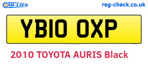 YB10OXP are the vehicle registration plates.