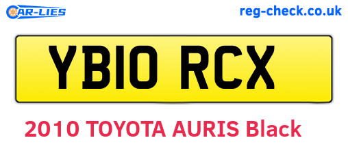 YB10RCX are the vehicle registration plates.