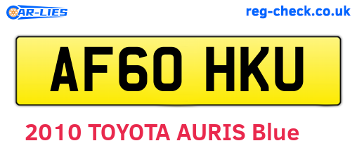 AF60HKU are the vehicle registration plates.