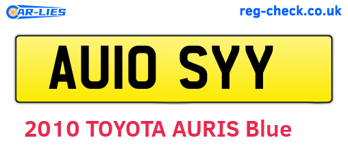 AU10SYY are the vehicle registration plates.