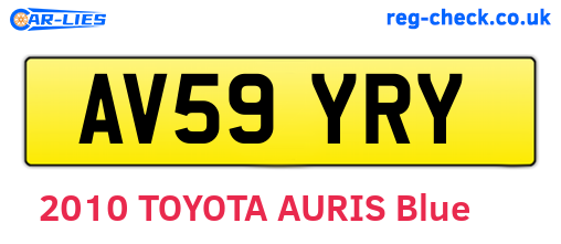 AV59YRY are the vehicle registration plates.