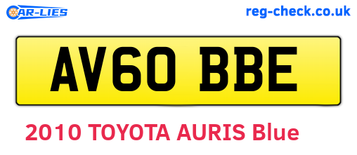 AV60BBE are the vehicle registration plates.