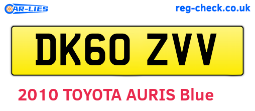 DK60ZVV are the vehicle registration plates.