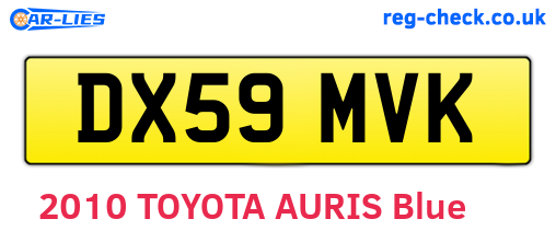 DX59MVK are the vehicle registration plates.