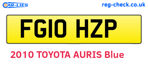 FG10HZP are the vehicle registration plates.