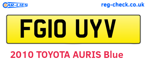 FG10UYV are the vehicle registration plates.