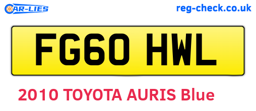 FG60HWL are the vehicle registration plates.