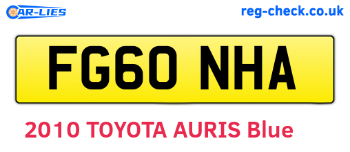 FG60NHA are the vehicle registration plates.
