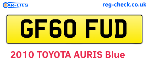 GF60FUD are the vehicle registration plates.