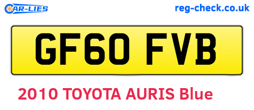 GF60FVB are the vehicle registration plates.