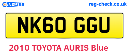 NK60GGU are the vehicle registration plates.