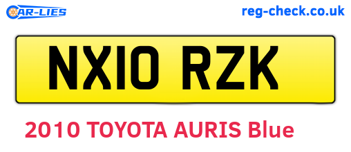 NX10RZK are the vehicle registration plates.