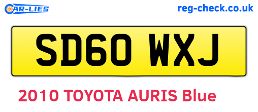 SD60WXJ are the vehicle registration plates.