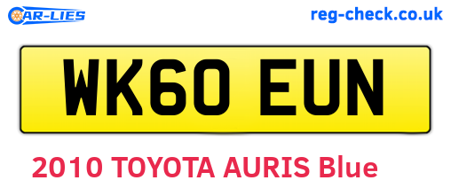 WK60EUN are the vehicle registration plates.