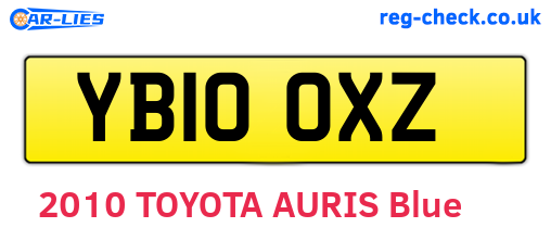 YB10OXZ are the vehicle registration plates.