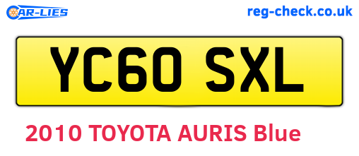 YC60SXL are the vehicle registration plates.