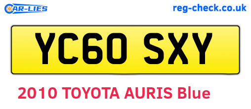 YC60SXY are the vehicle registration plates.