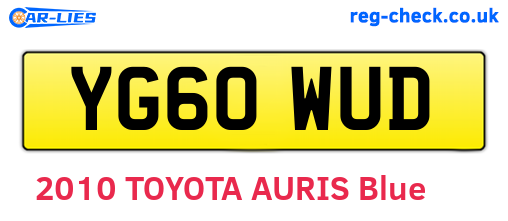 YG60WUD are the vehicle registration plates.