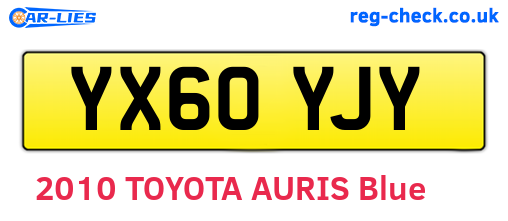 YX60YJY are the vehicle registration plates.
